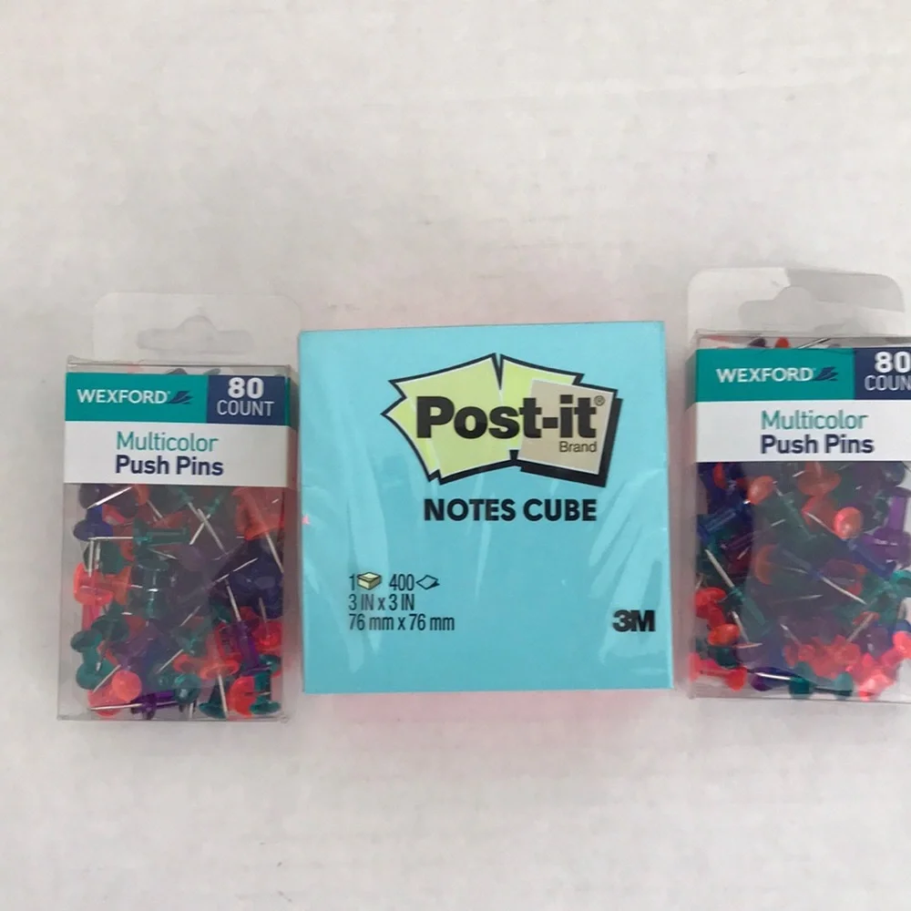 POST - it  NOTES CUBE 3M WEXFORD MultiColor Push pins 80  count